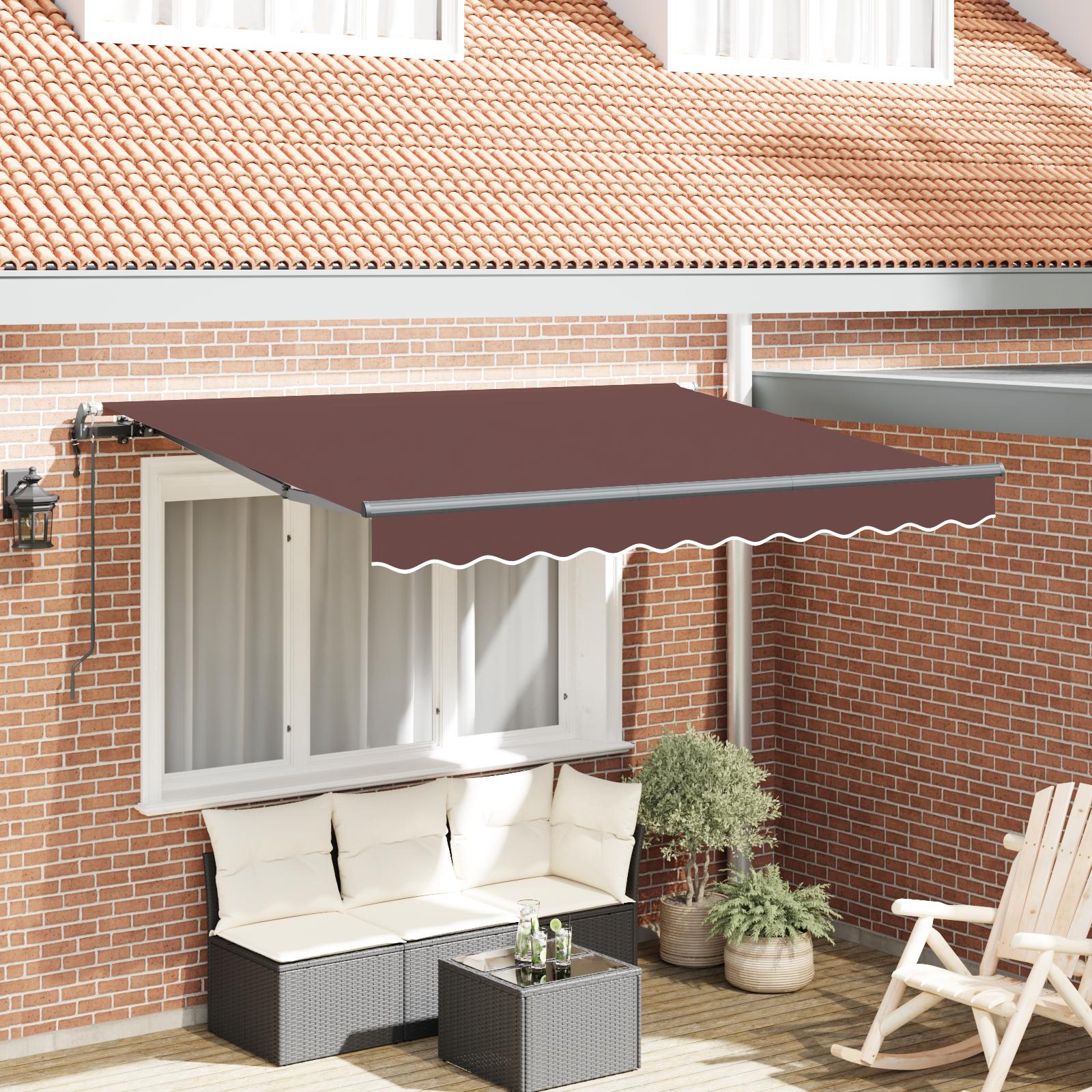 Utrækkelig Markise Brun 350 x 200 cm Polyester og Aluminium billede
