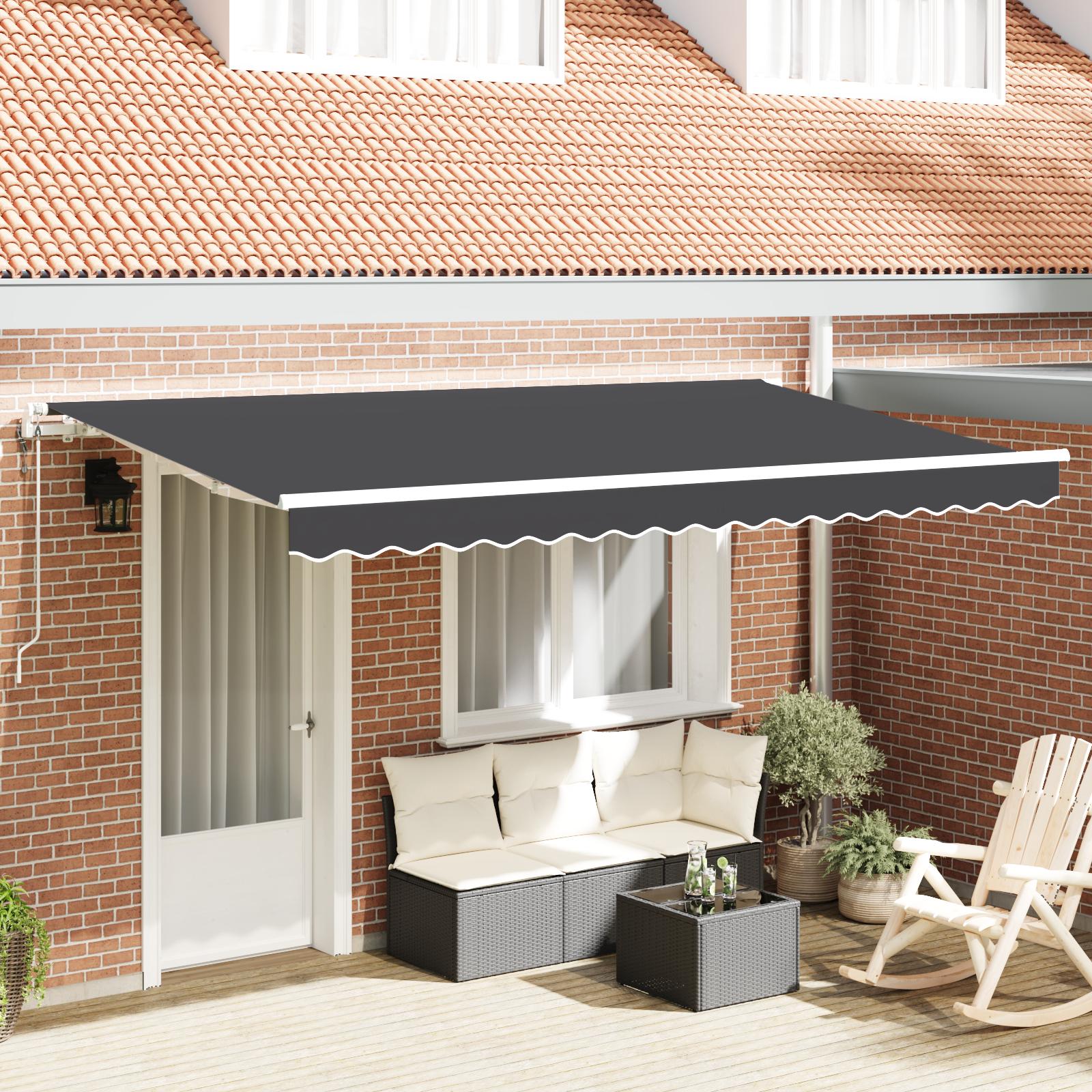 Utrækkelig Markise Antracit 400 x 200 cm Polyester og Aluminium billede