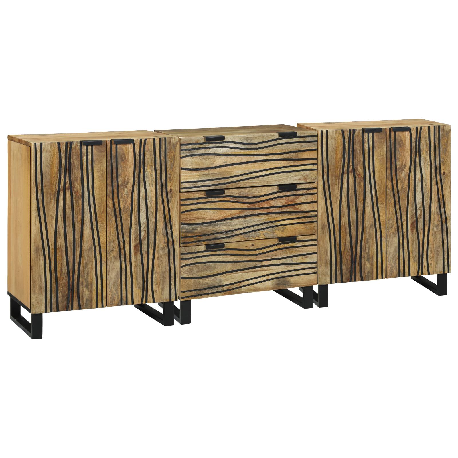 Badeværelsesmøbel sæt med skuffe med hylde 3 stk Brun Medium Massivt Træ