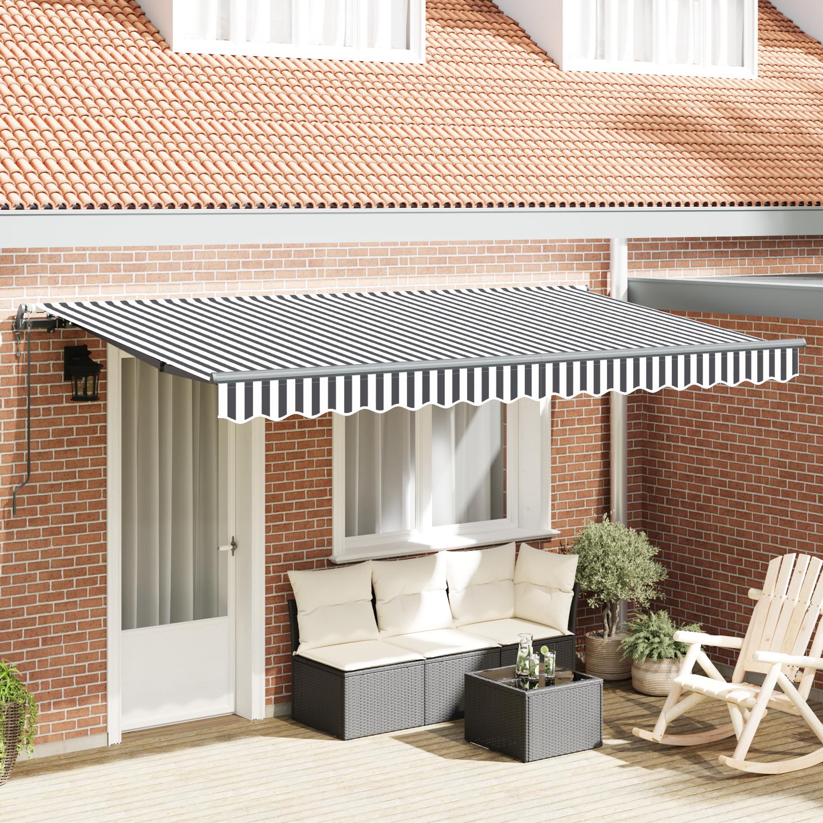 Utrækkelig Markise Anthracit og hvid 400 x 200 cm billede