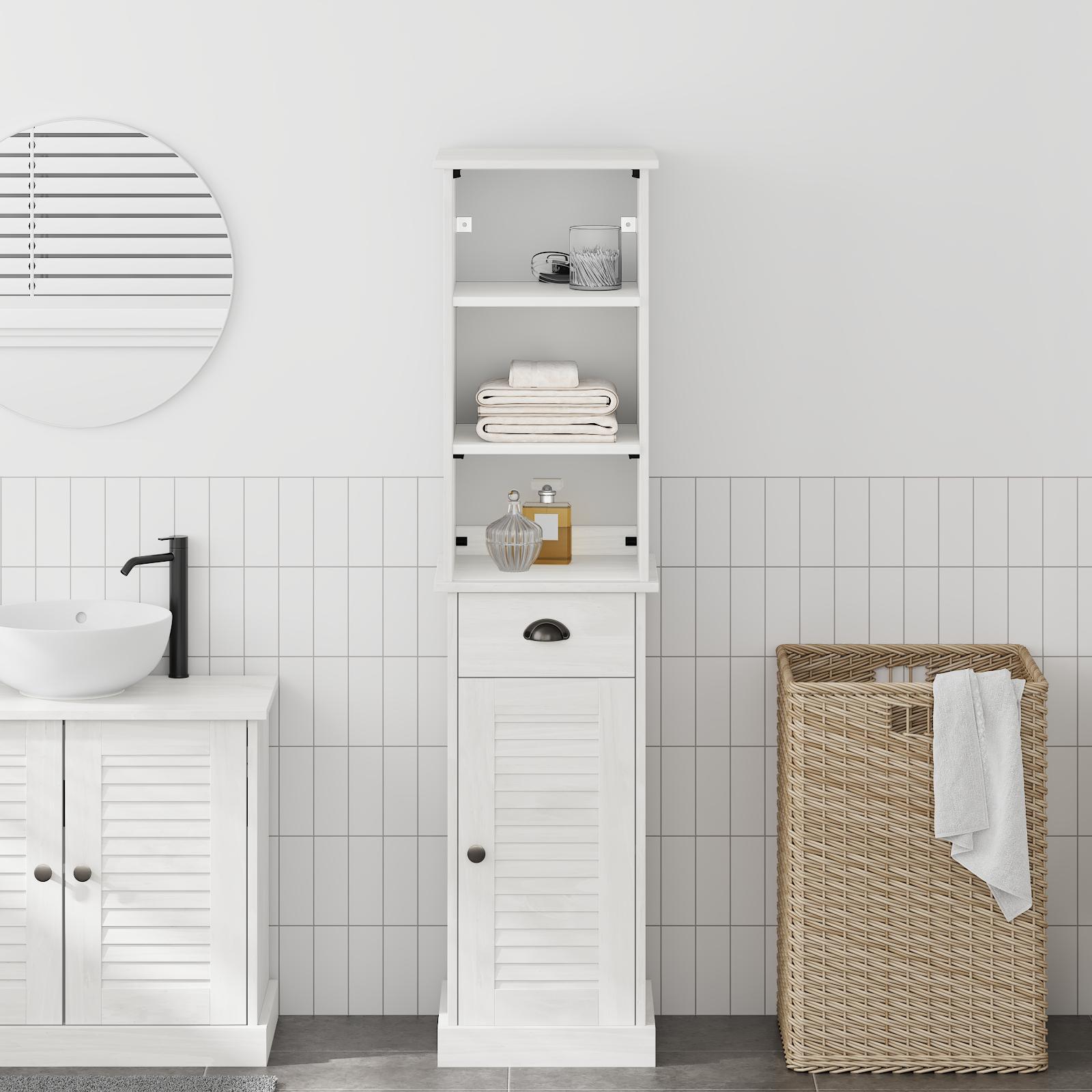 Badeværelsesmøbel sæt 2 stk Brun og hvid 37 x 34 x 150 cm billede