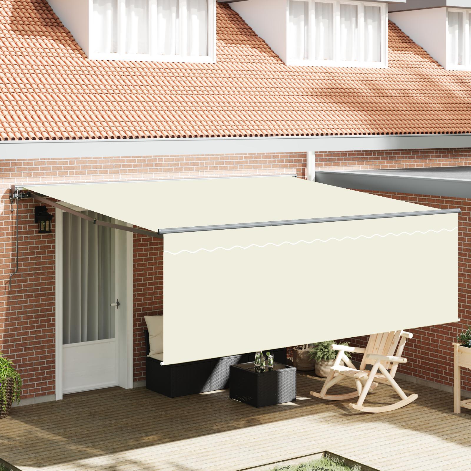 Udtrækkelig markise - creme 400 × 300 cm i polyester og aluminium billede