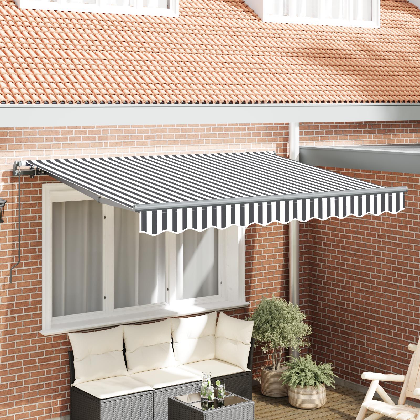 Utrækkelig Markise Anthracit og hvid 350 x 200 cm billede