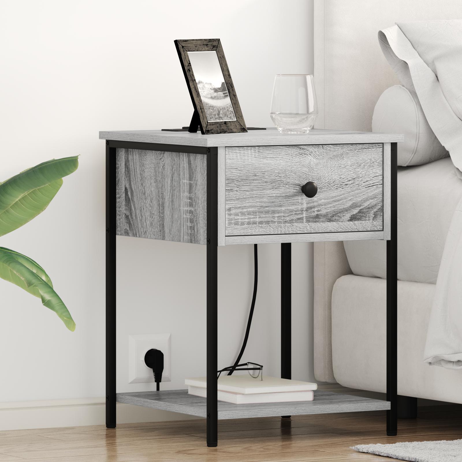 Natborde 2 stk Grå sonoma-eg 42 x 41 x 56 cm Konstrueret træ