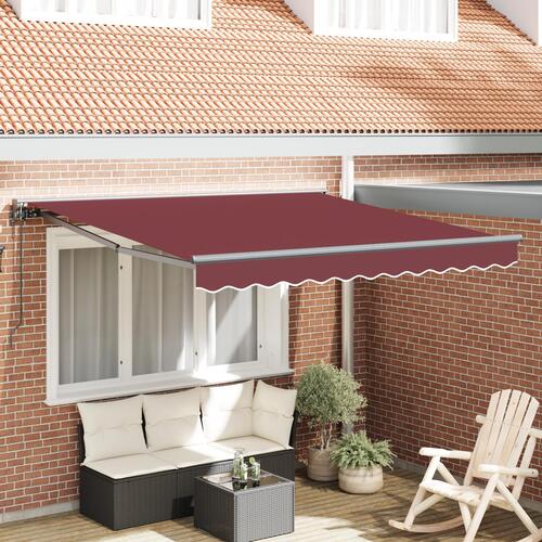 Utrækkelig Markise Bordeaux Rød 300x250 cm Polyester og metal