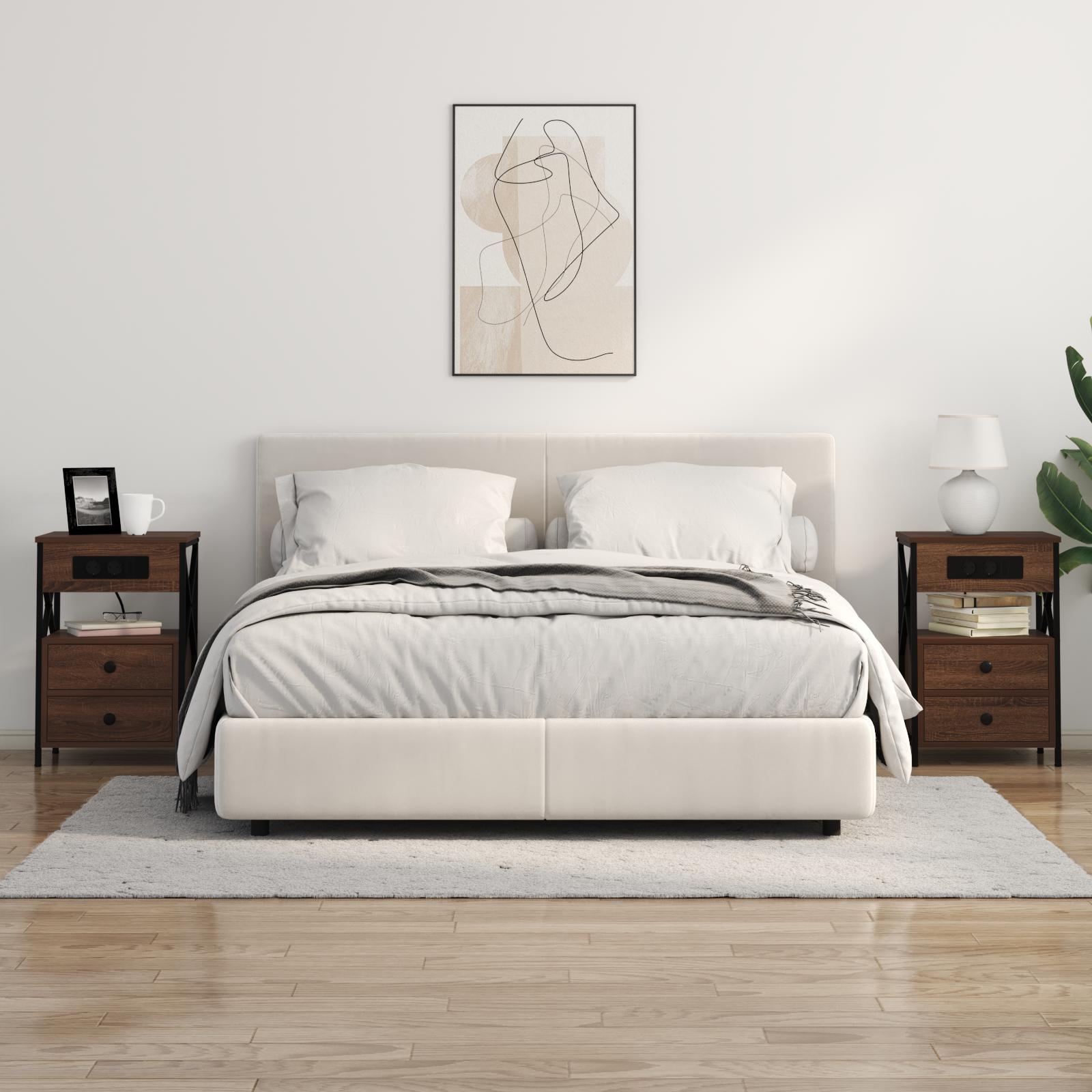 Natskab 2 stk Brun eg 40 x 31 x 60 cm Konstrueret træ