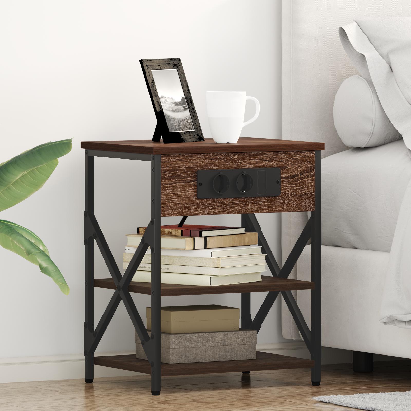 Natskab med Lade Station 2 stk Brun eg Konstrueret træ