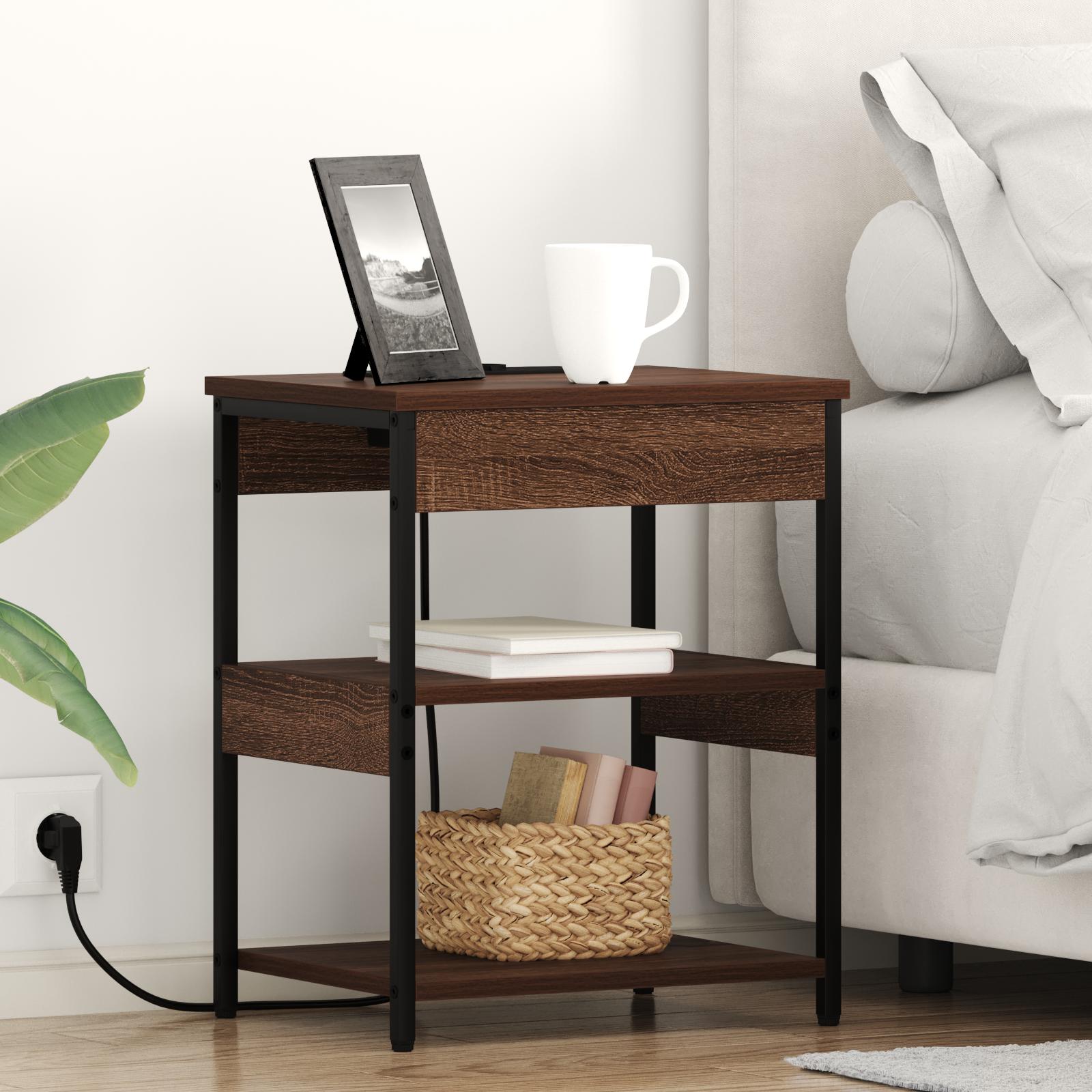 Natborde 2 stk Brun eg 41 x 31 x 51 cm Konstrueret træ