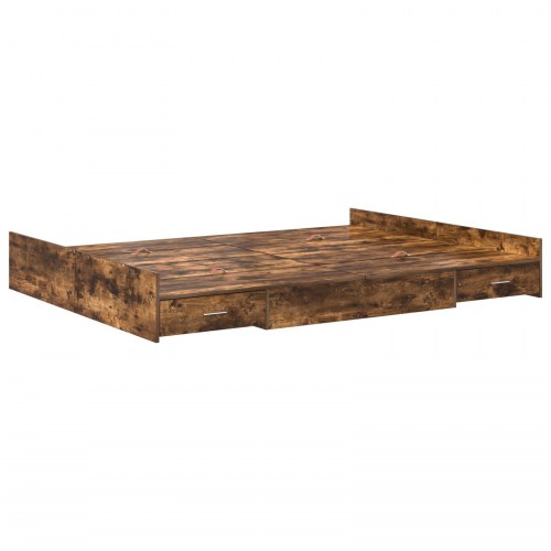 Sengeramme med opbevaring Røget eg 160 x 200 cm Konstrueret træ
