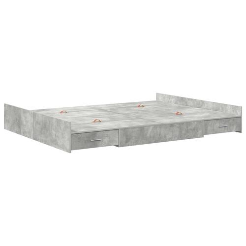 Seng med opbevaring med skuffe med hovedgærde med opbevaring Betongrå 140 x 200 cm
