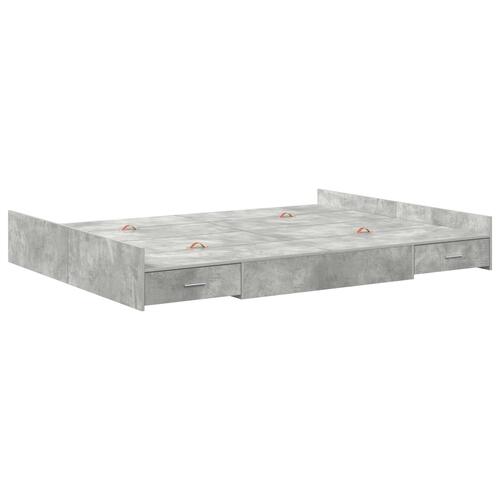 Seng med opbevaring med skuffe med hovedgærde med opbevaring Betongrå 140 x 200 cm