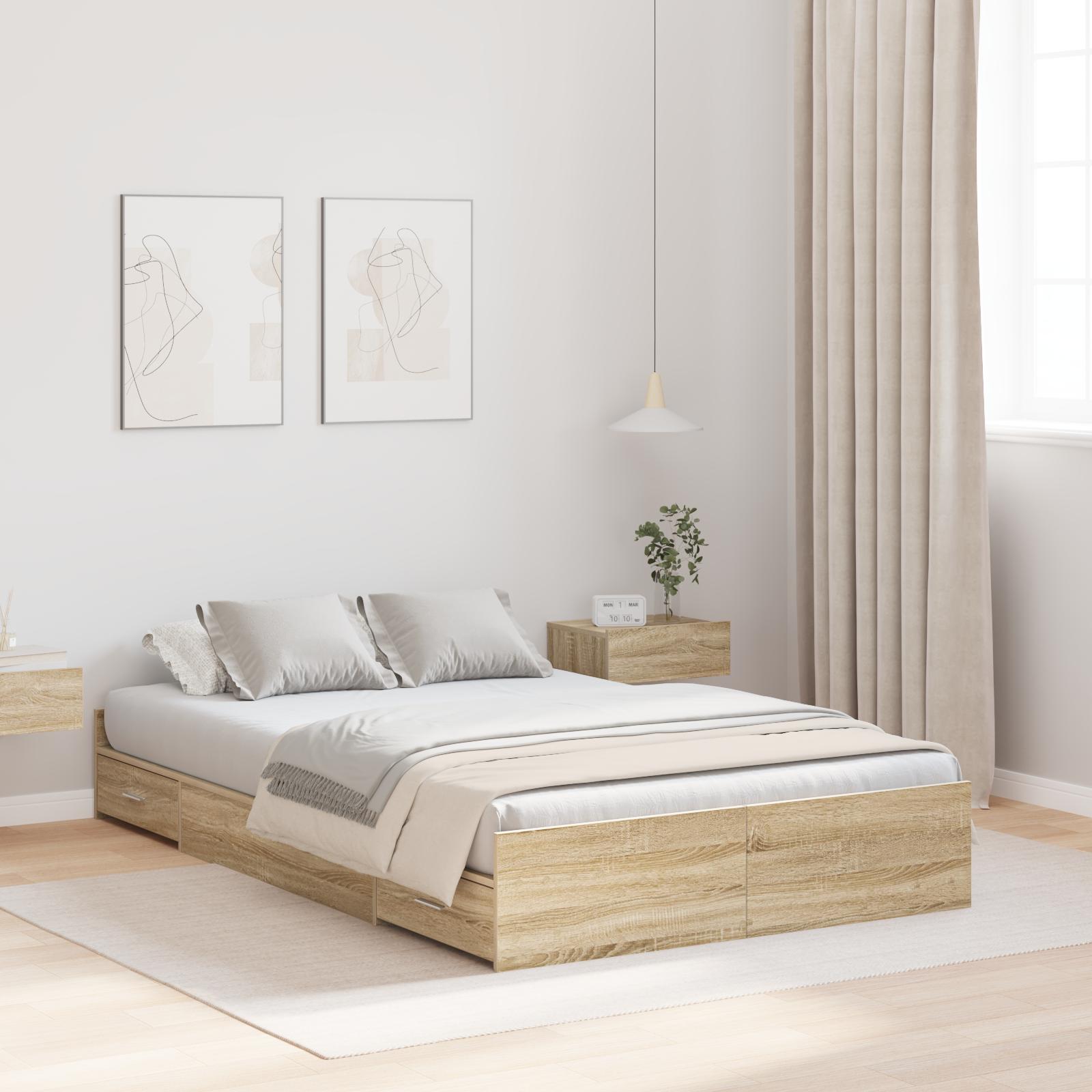 Seng med opbevaring med skuffe med hovedgærde med opbevaring Sonoma-eg 120 x 190 cm MDF