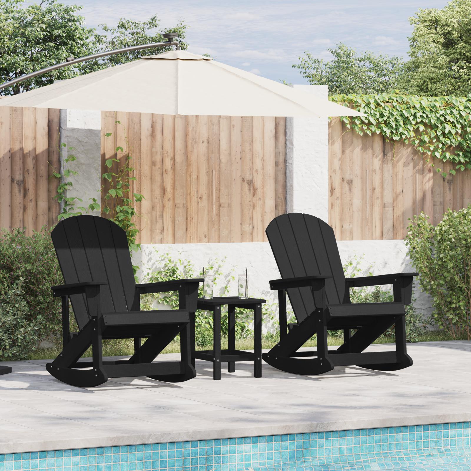 Adirondack Gyngestole 2 stk Sort 73,5 x 92 x 90 cm HDPE