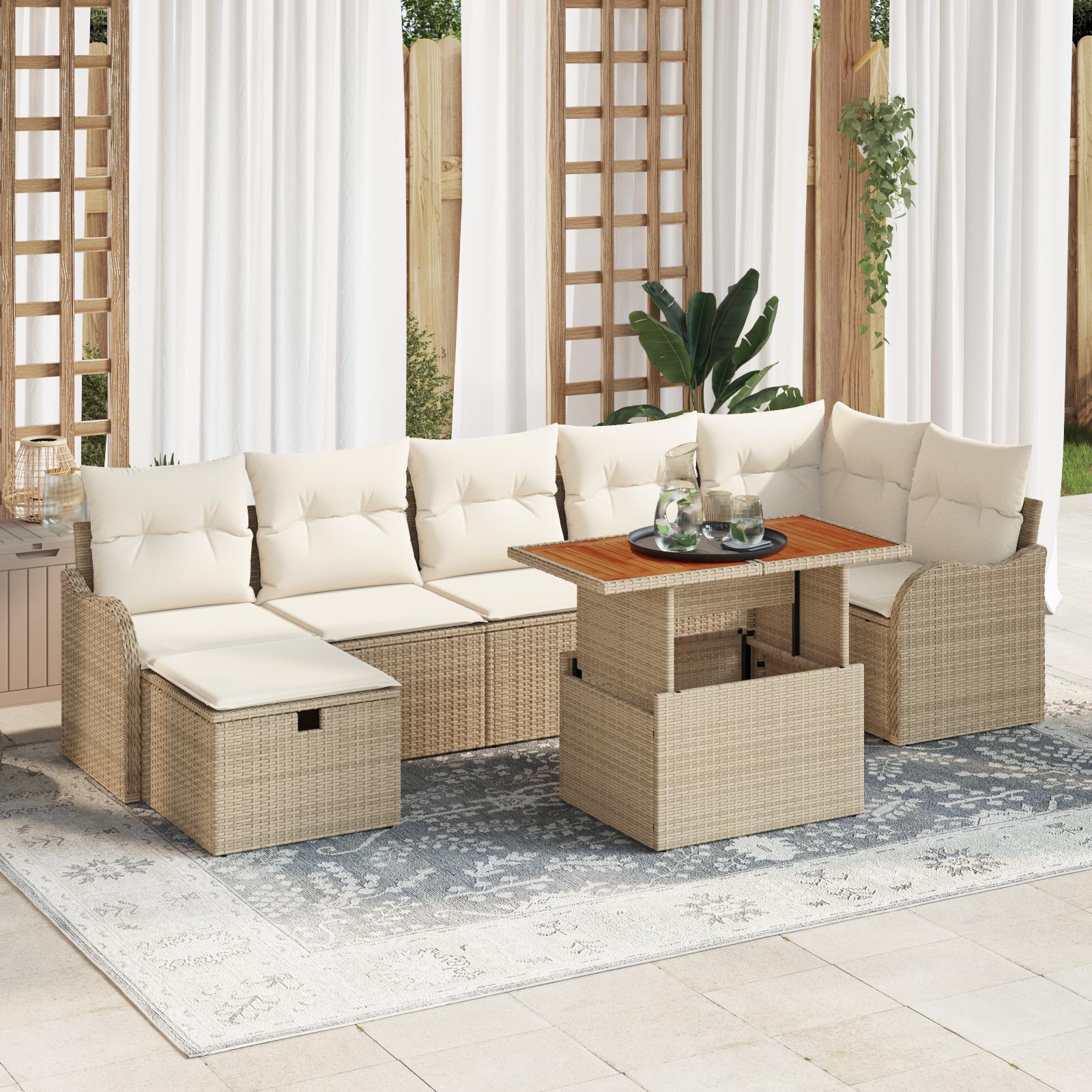 Havesofa Sæt 8 stk Beige 287,5 x 122,5 x 85 cm Poly rattan