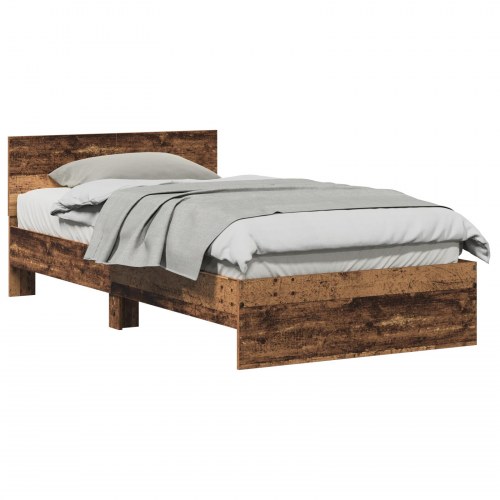Sengeramme med sengegavl 100 x 200 cm - gammelt træ
