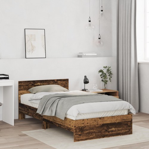 Sengeramme med sengegavl 100 x 200 cm - gammelt træ