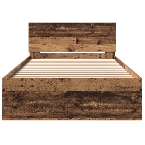 Sengeramme med sengegavl 100 x 200 cm - gammelt træ