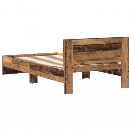 Sengeramme med sengegavl 100 x 200 cm - gammelt træ