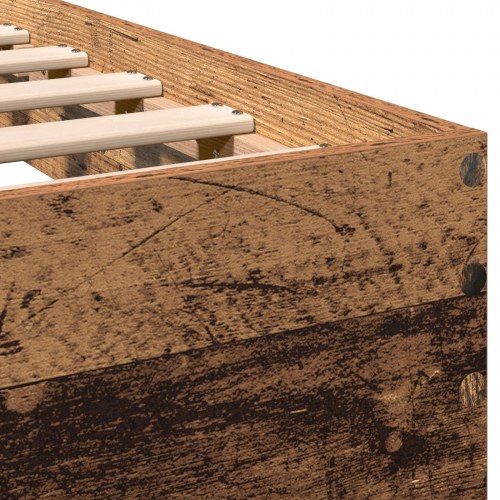 Sengeramme med sengegavl 100 x 200 cm - gammelt træ