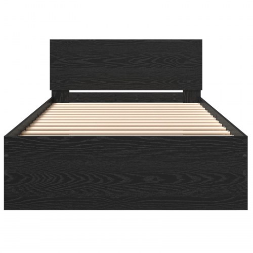 Sengeramme med sengegavl sort eg 100 x 200 cm