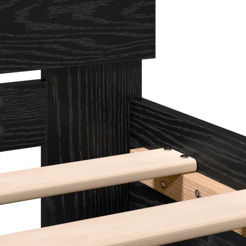 Sengeramme med sengegavl sort eg 100 x 200 cm