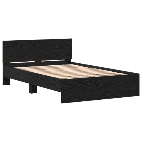 Sengeramme med sengegavl - sort eg 120 x 190 cm