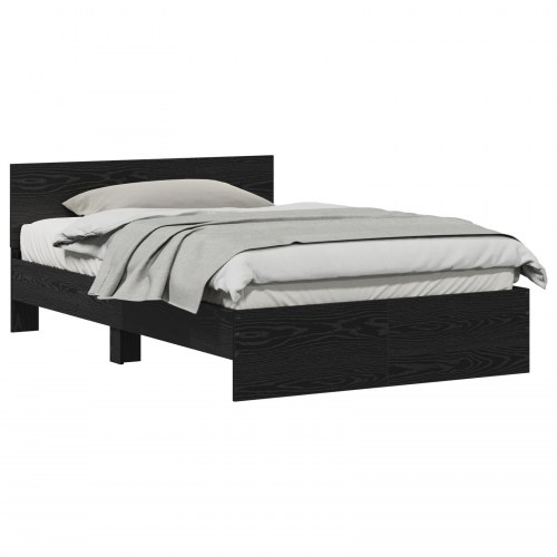 Sengeramme med sengegavl - sort eg 120 x 190 cm