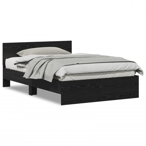 Sengeramme med sengegavl - sort eg 120 x 190 cm