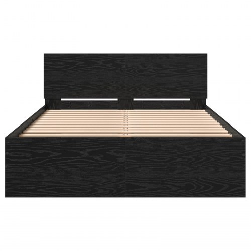 Sengeramme med sengegavl - sort eg 120 x 190 cm