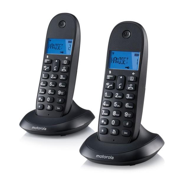 Motorola C1002 trådløs fastnettelefon - 2 håndsæt, sort