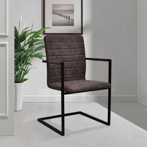 Spisebordsstole med cantilever 6 stk. kunstlæder brun