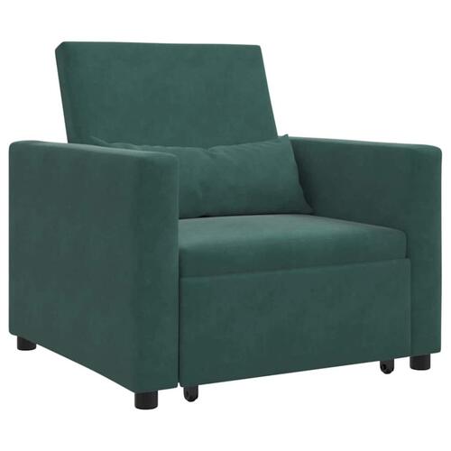 3-i-1 Enkelt Sofa Seng Konvertibel Mørkegrøn Velour