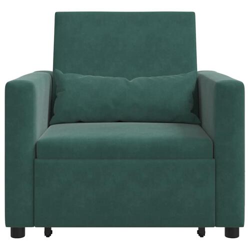 3-i-1 Enkelt Sofa Seng Konvertibel Mørkegrøn Velour