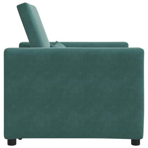 3-i-1 Enkelt Sofa Seng Konvertibel Mørkegrøn Velour