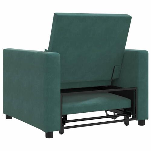 3-i-1 Enkelt Sofa Seng Konvertibel Mørkegrøn Velour