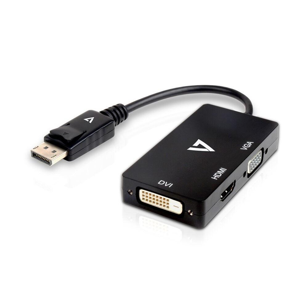 V7 Mini DisplayPort til VGA/DVI/HDMI adapter - Sort