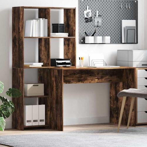 Bord med hylde Røget eg 138.5 x 55 x 143 cm Konstrueret træ
