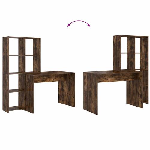 Bord med hylde Røget eg 138.5 x 55 x 143 cm Konstrueret træ