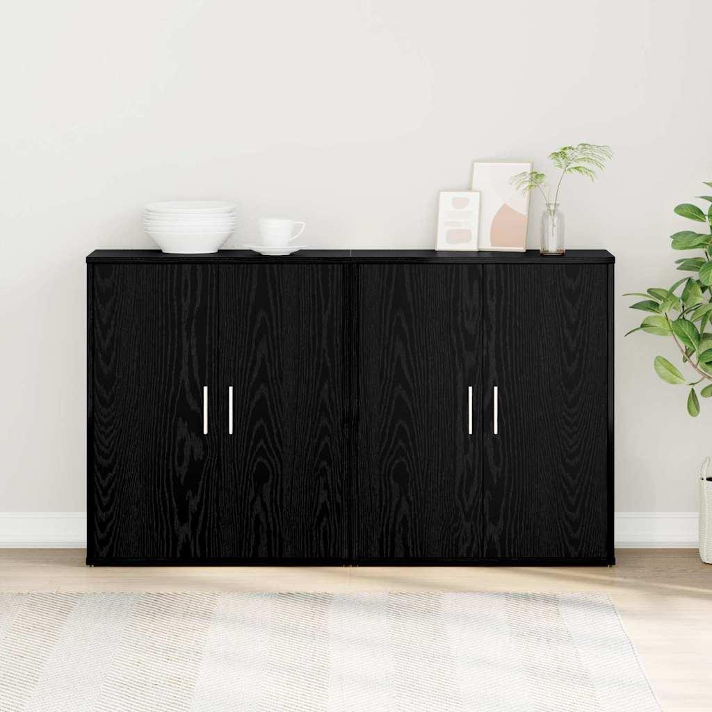 Highboard 2 Dele Sort Eg 60 X 31 X 70 Cm Konstrueret Træ