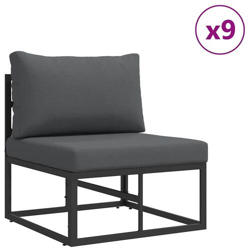 Havesofa Sæt med pude med pude 14 stk Sort 70 x 70 x 32 cm Aluminium