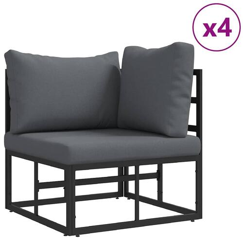Havesofa Sæt med pude med pude 14 stk Sort 70 x 70 x 32 cm Aluminium