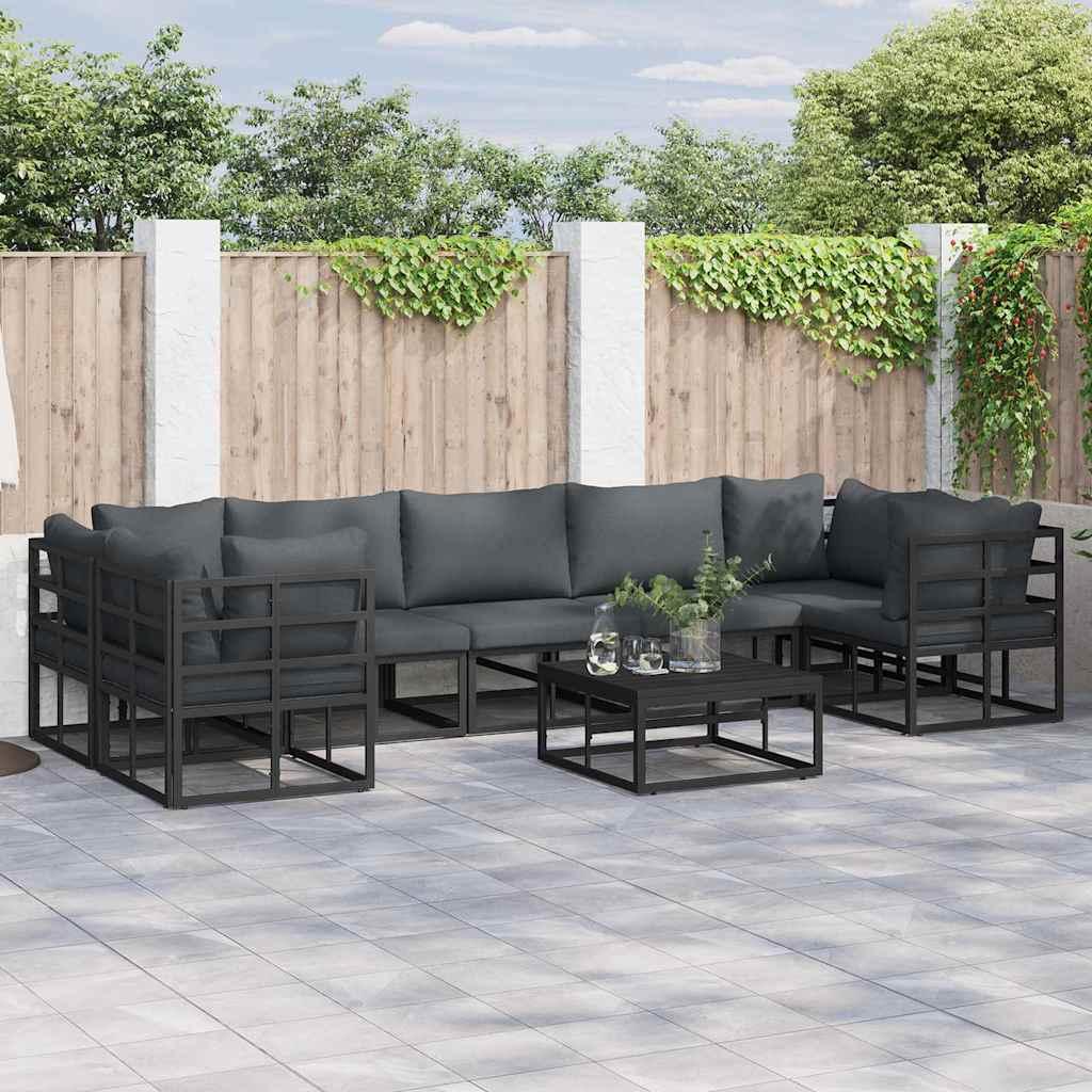 Havesofa Sæt Sort Aluminium billede