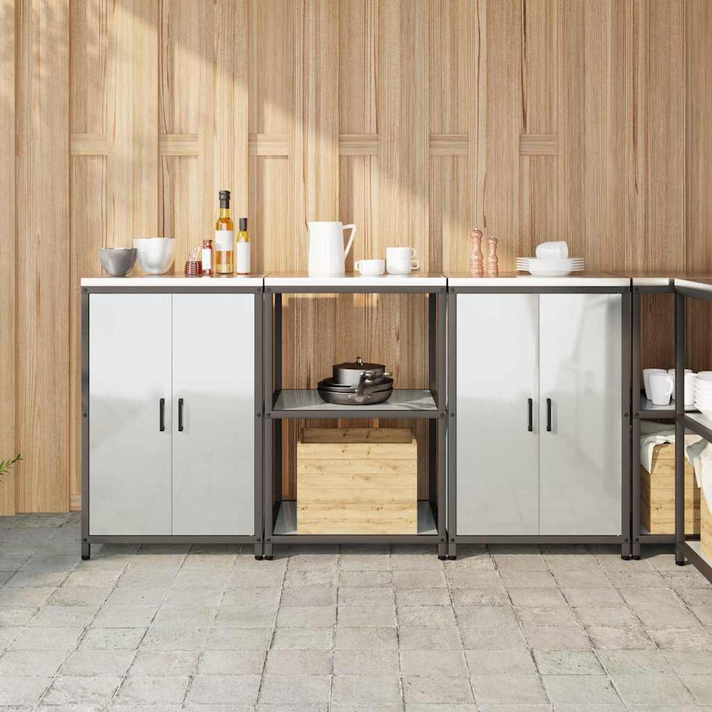 Køkkenopbevaringssæt med hylde med opbevaring med dør 3 stk Sølv 180 x 50 x 92 cm