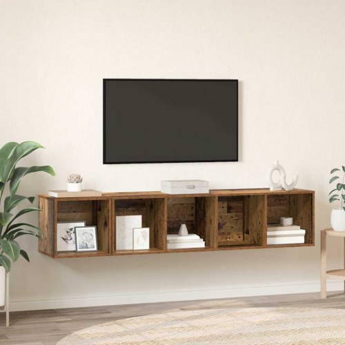 TV Skab Sæt med opbevaring 2 stk Gammelt træ 37 x 37 x 142.5 cm