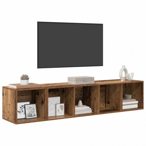 TV Skab Sæt med opbevaring 2 stk Gammelt træ 37 x 37 x 142.5 cm