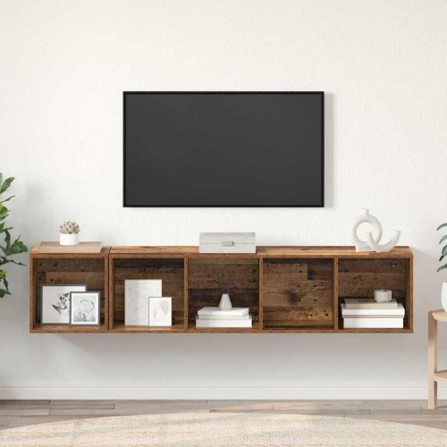 TV Skab Sæt med opbevaring 2 stk Gammelt træ 37 x 37 x 142.5 cm