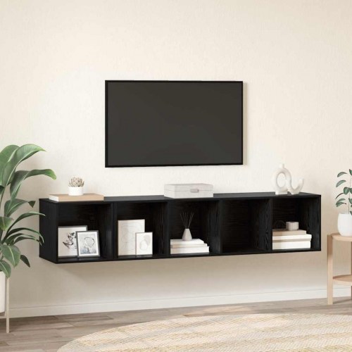 TV Skab Sæt 2 stk Sort eg 37 x 37 x 142.5 cm Konstrueret træ