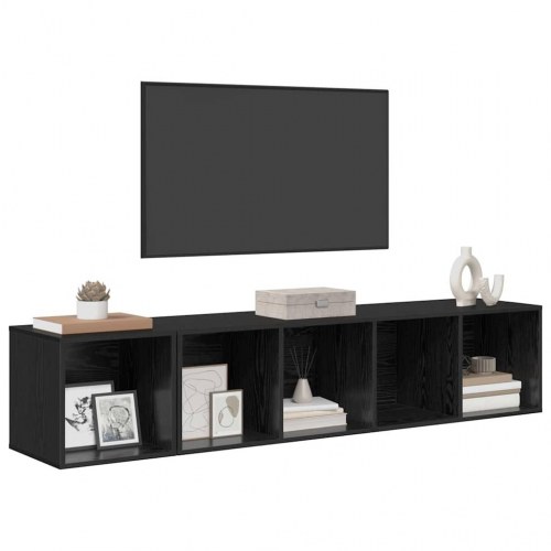 TV Skab Sæt 2 stk Sort eg 37 x 37 x 142.5 cm Konstrueret træ
