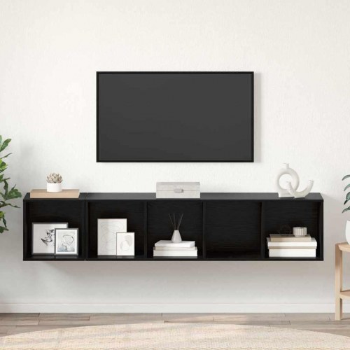 TV Skab Sæt 2 stk Sort eg 37 x 37 x 142.5 cm Konstrueret træ