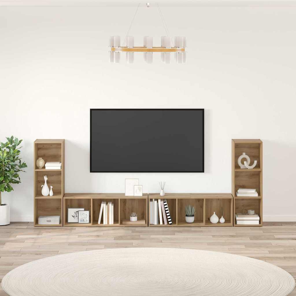 TV-skab 4 stk Artisan egetræ 37 x 35 x 107.5 cm Ingeniørtræ